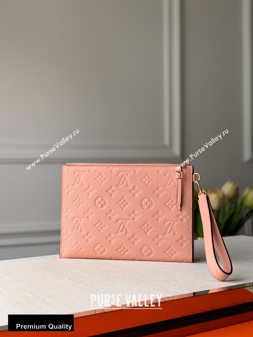 Louis Vuitton Monogram Empreinte Pochette Melanie MM Pouch Clutch Bag Pink 2020 (kiki-20100831)