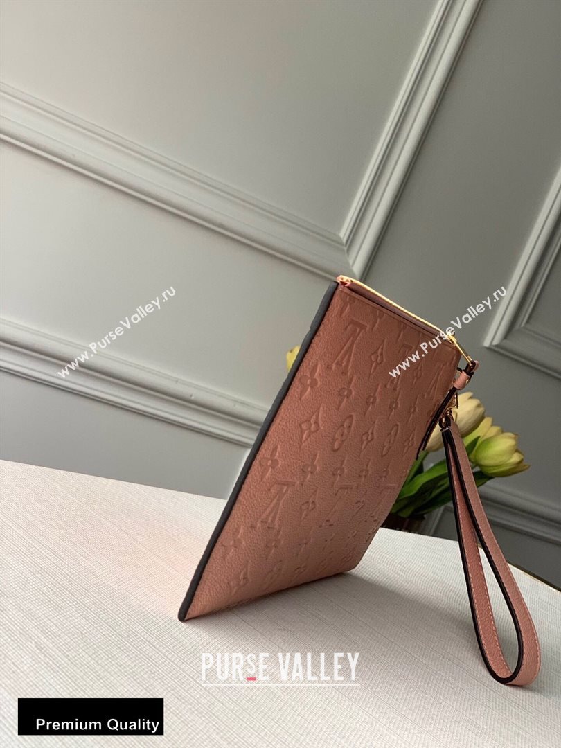 Louis Vuitton Monogram Empreinte Pochette Melanie MM Pouch Clutch Bag Pink 2020 (kiki-20100831)