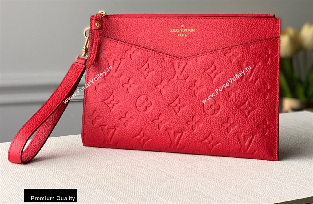 Louis Vuitton Monogram Empreinte Pochette Melanie MM Pouch Clutch Bag Red 2020 (kiki-20100830)