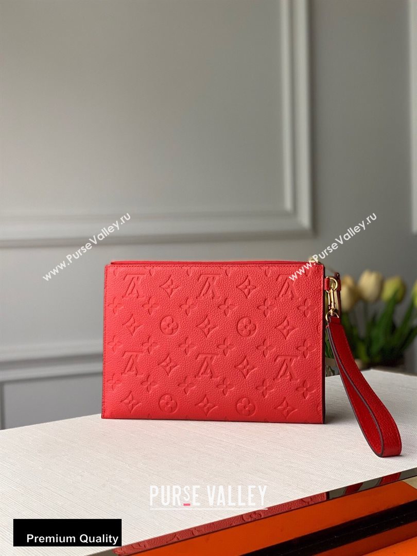 Louis Vuitton Monogram Empreinte Pochette Melanie MM Pouch Clutch Bag Red 2020 (kiki-20100830)