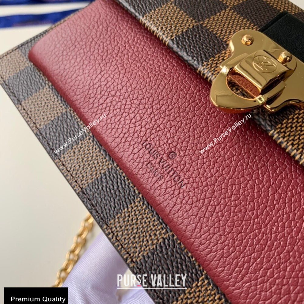 Louis Vuitton Damier Ebene Canvas Vavin Chain Wallet N60222 Bordeaux Red (kiki-20100817)