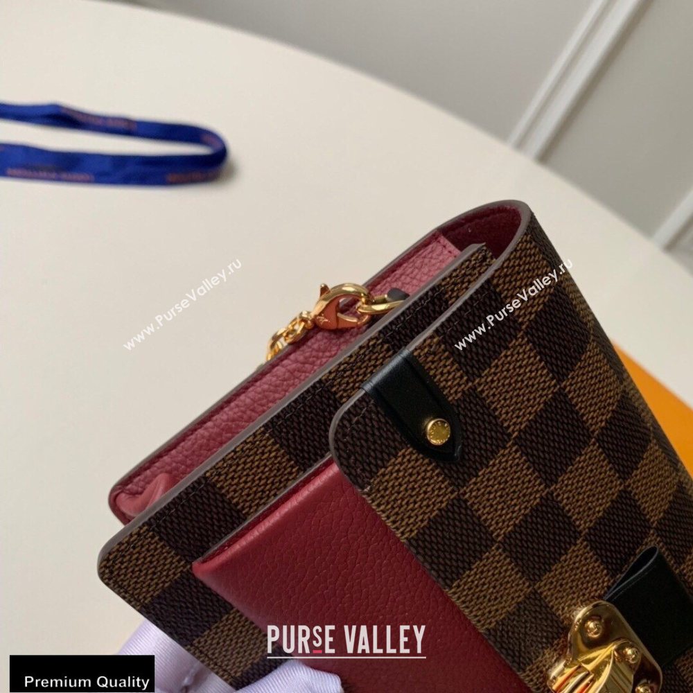 Louis Vuitton Damier Ebene Canvas Vavin Chain Wallet N60222 Bordeaux Red (kiki-20100817)