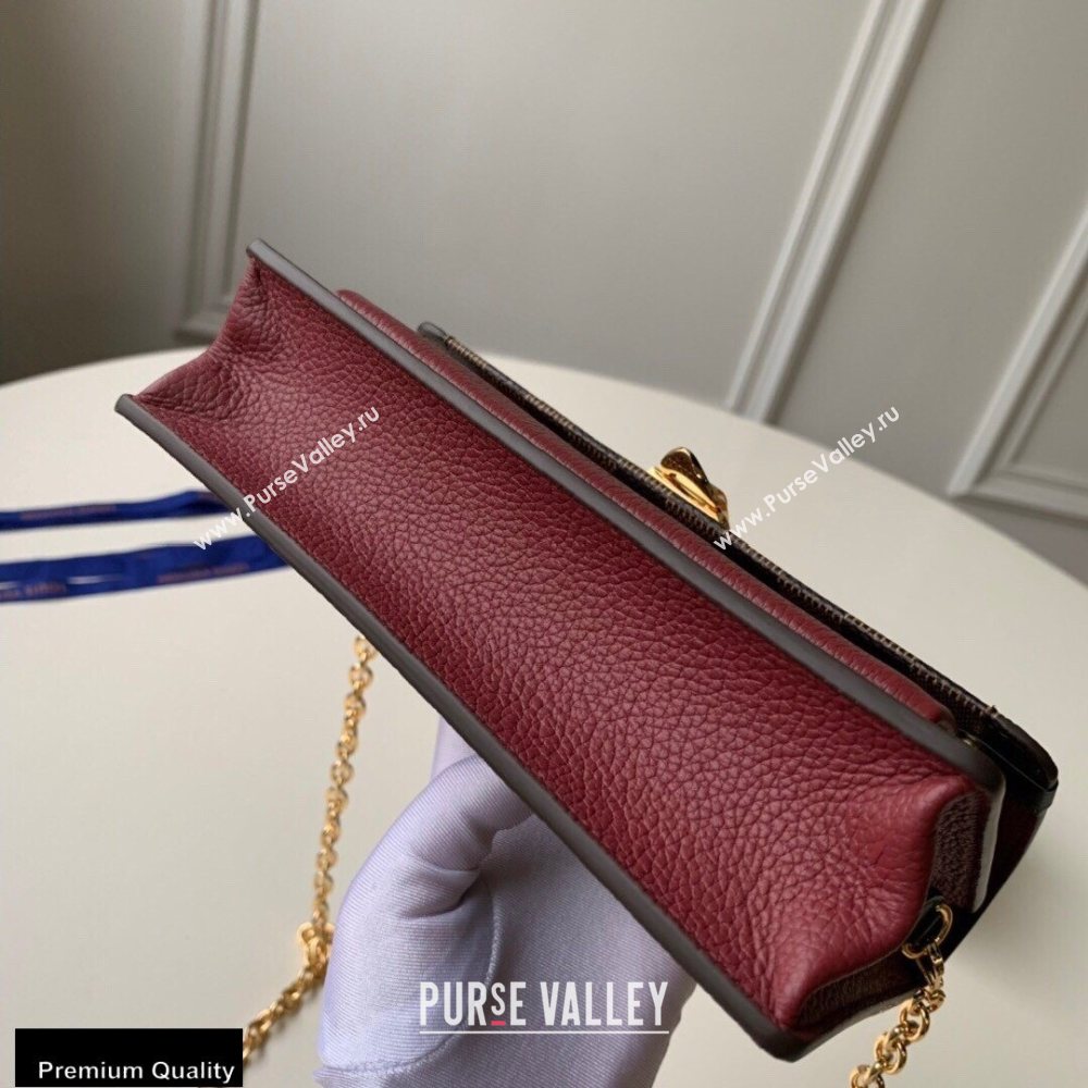 Louis Vuitton Damier Ebene Canvas Vavin Chain Wallet N60222 Bordeaux Red (kiki-20100817)