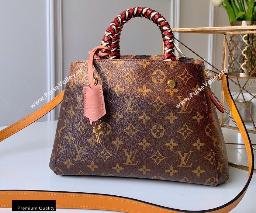 Louis Vuitton Monogram Canvas Montaigne BB Bag Braided Handle M44671 Pink/Yellow 2020 (kiki-20100843)