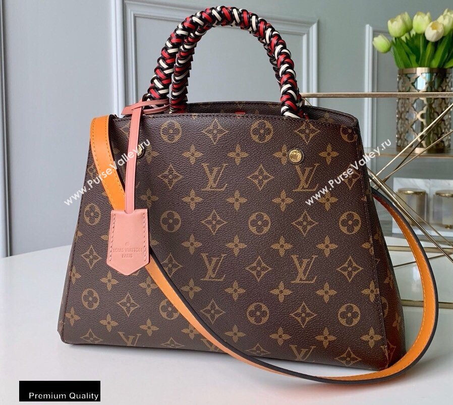 Louis Vuitton Monogram Canvas Montaigne MM Bag Braided Handle M44672 Pink/Yellow 2020 (kiki-20100842)