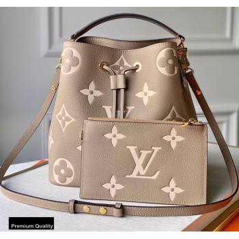 Louis Vuitton Grained Leather NeoNoe MM Bucket Bag M45555 Tourterelle Gray 2020 (kiki-20100846)