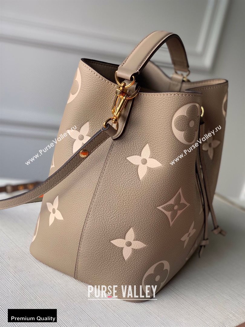 Louis Vuitton Grained Leather NeoNoe MM Bucket Bag M45555 Tourterelle Gray 2020 (kiki-20100846)