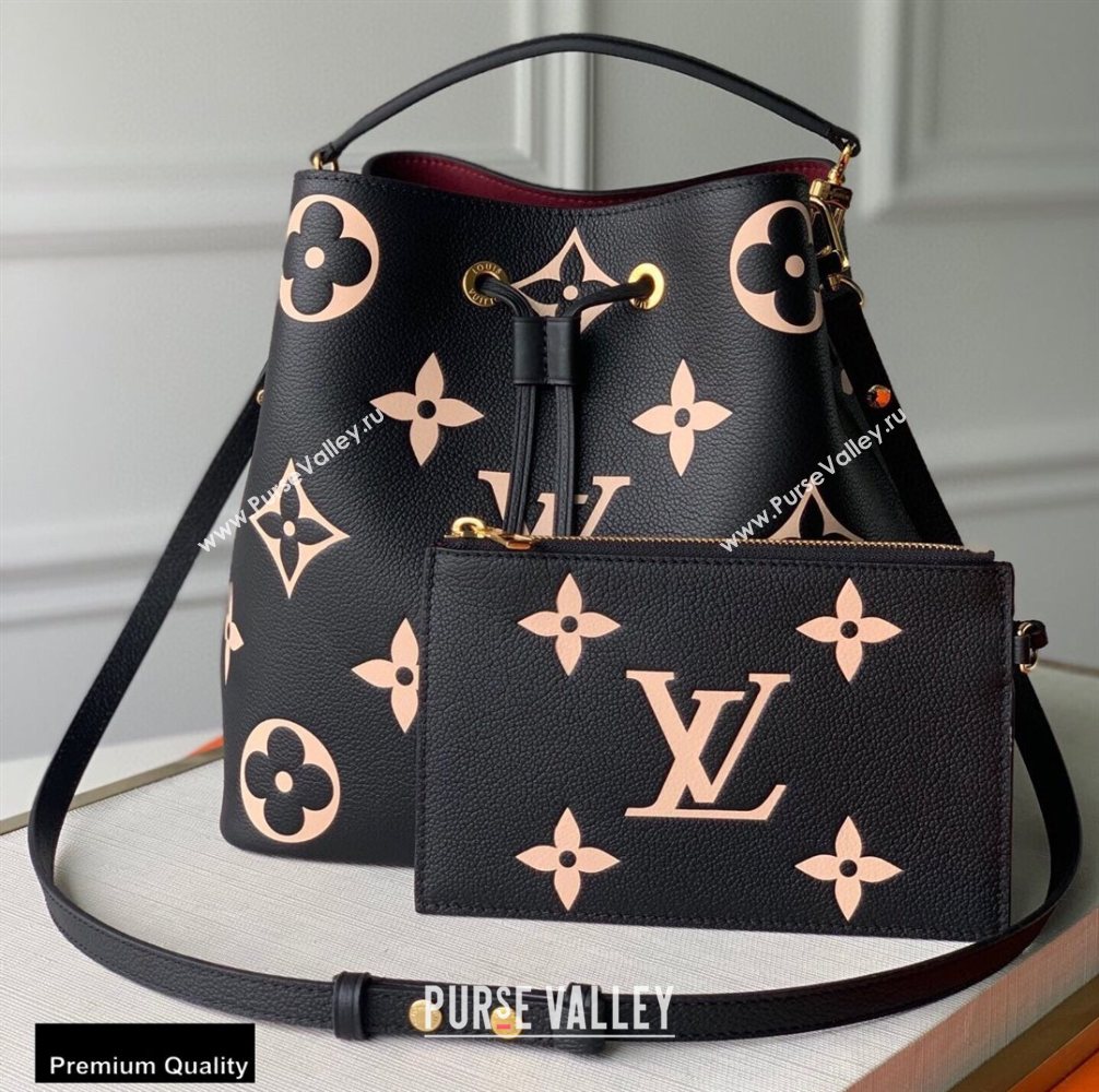 Louis Vuitton Grained Leather NeoNoe MM Bucket Bag M45497 Black 2020 (kiki-20100845)