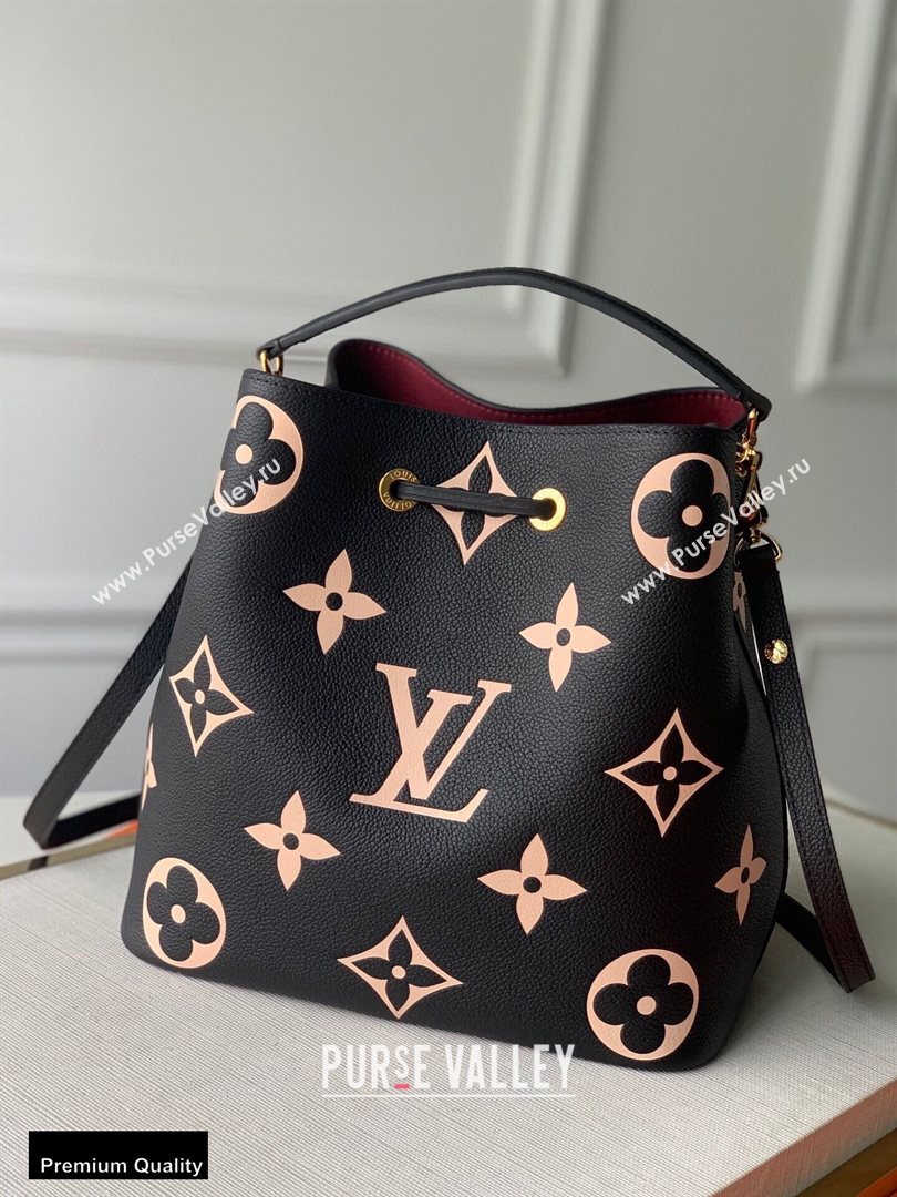 Louis Vuitton Grained Leather NeoNoe MM Bucket Bag M45497 Black 2020 (kiki-20100845)