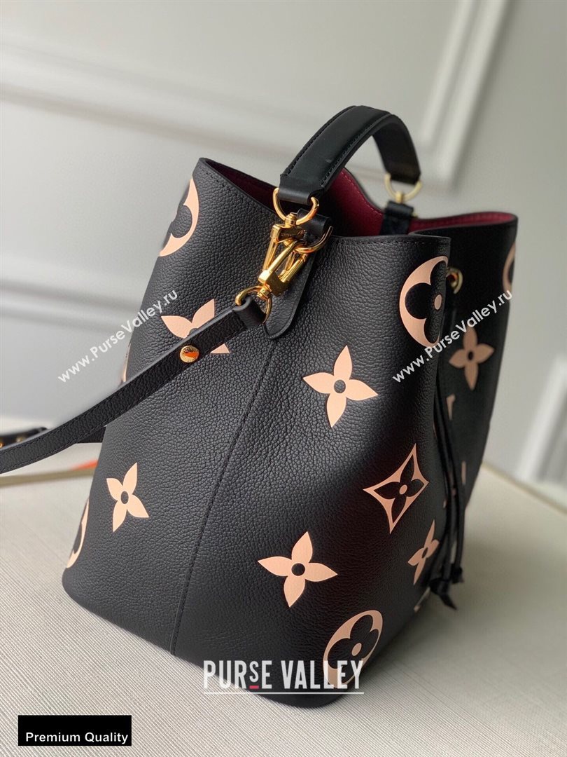 Louis Vuitton Grained Leather NeoNoe MM Bucket Bag M45497 Black 2020 (kiki-20100845)