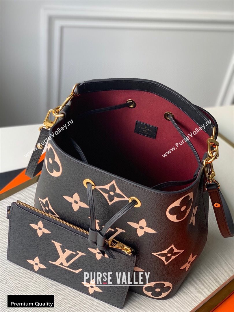 Louis Vuitton Grained Leather NeoNoe MM Bucket Bag M45497 Black 2020 (kiki-20100845)