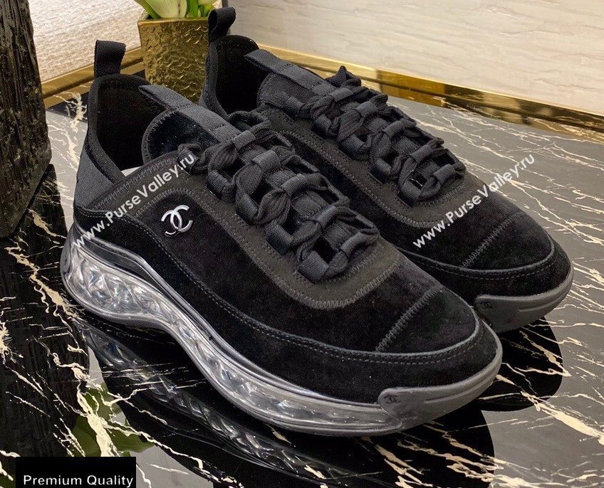 Chanel Top Quality Suede Calfskin and Velvet Sneakers G36299 Black 2020 (xo-20100804)