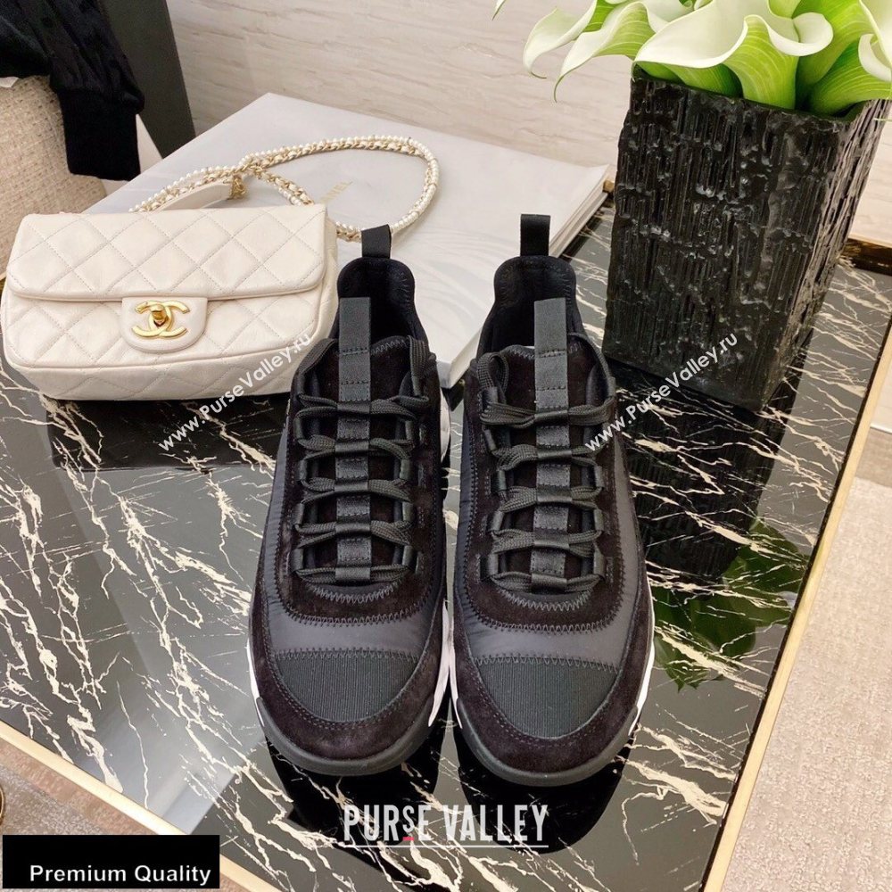 Chanel Top Quality Suede Calfskin and Nylon Sneakers G35617 Black 2020 (xo-20100801)