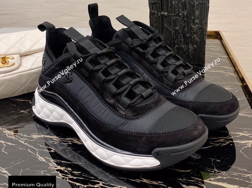Chanel Top Quality Suede Calfskin and Nylon Sneakers G35617 Black 2020 (xo-20100801)