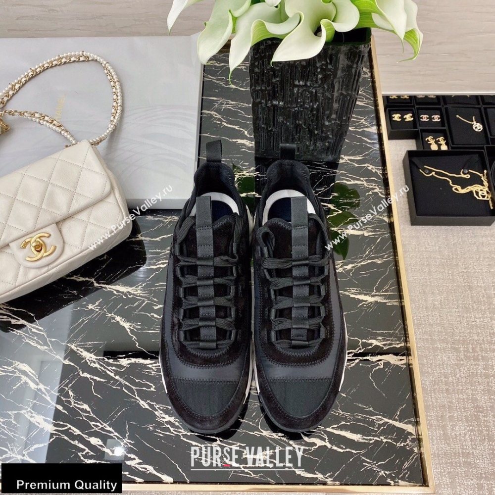Chanel Top Quality Suede Calfskin and Nylon Sneakers G35617 Black 2020 (xo-20100801)
