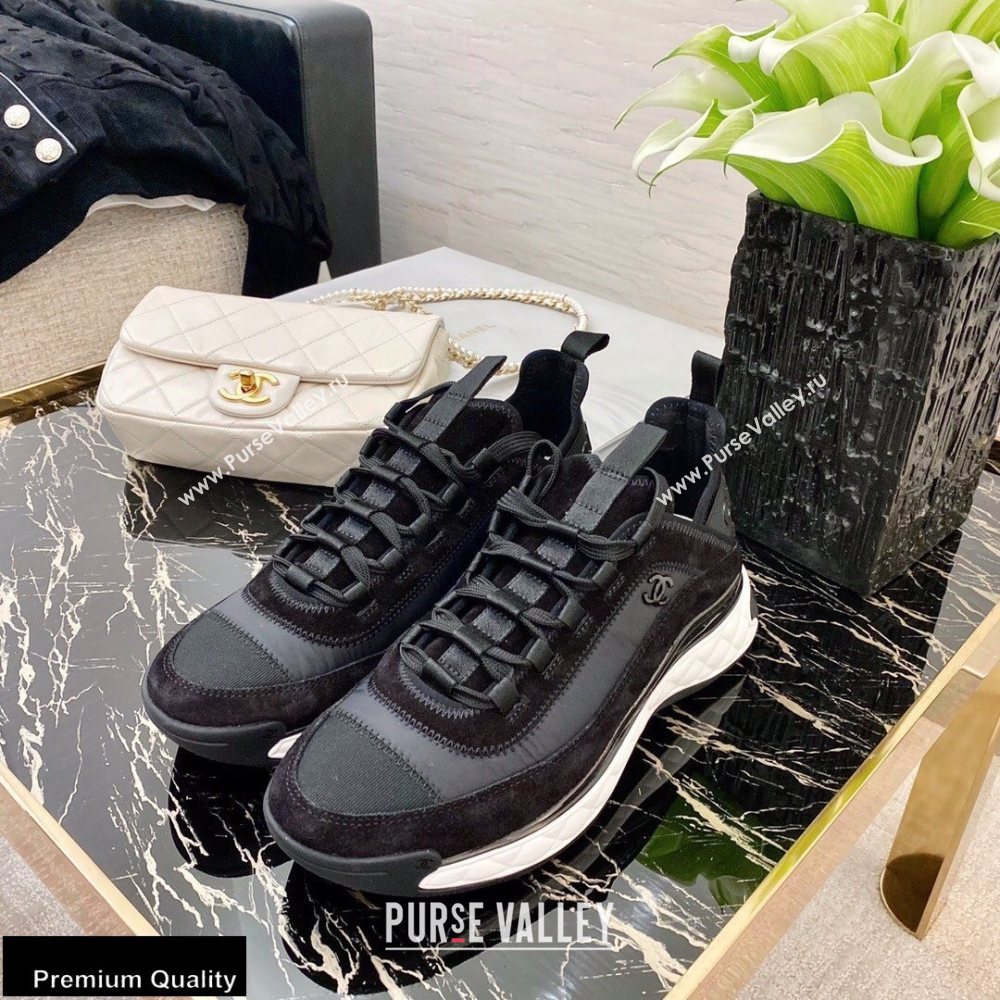 Chanel Top Quality Suede Calfskin and Nylon Sneakers G35617 Black 2020 (xo-20100801)