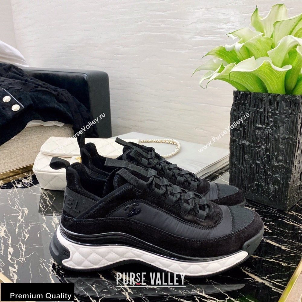 Chanel Top Quality Suede Calfskin and Nylon Sneakers G35617 Black 2020 (xo-20100801)
