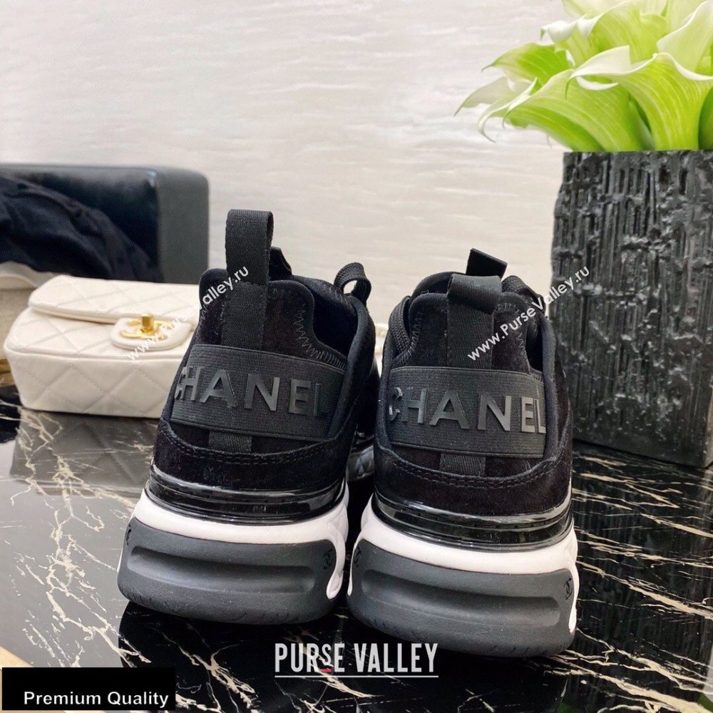 Chanel Top Quality Suede Calfskin and Nylon Sneakers G35617 Black 2020 (xo-20100801)