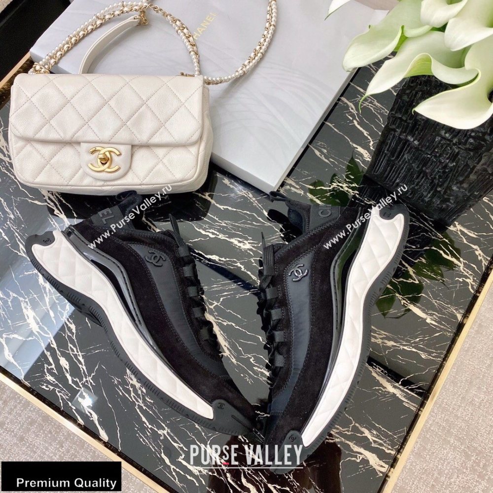 Chanel Top Quality Suede Calfskin and Nylon Sneakers G35617 Black 2020 (xo-20100801)