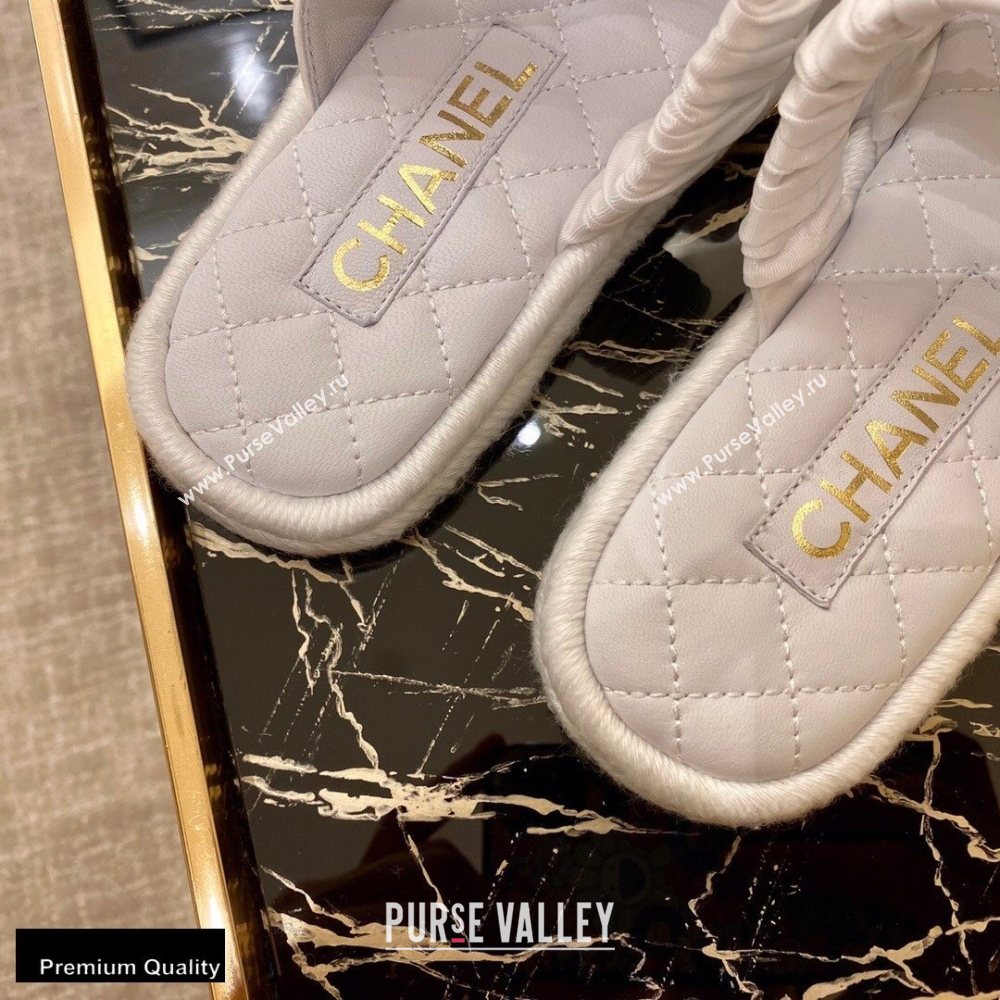 Chanel Top Quality Satin Gold CC Logo Mules Sandals White 2020 (xo-20100909)