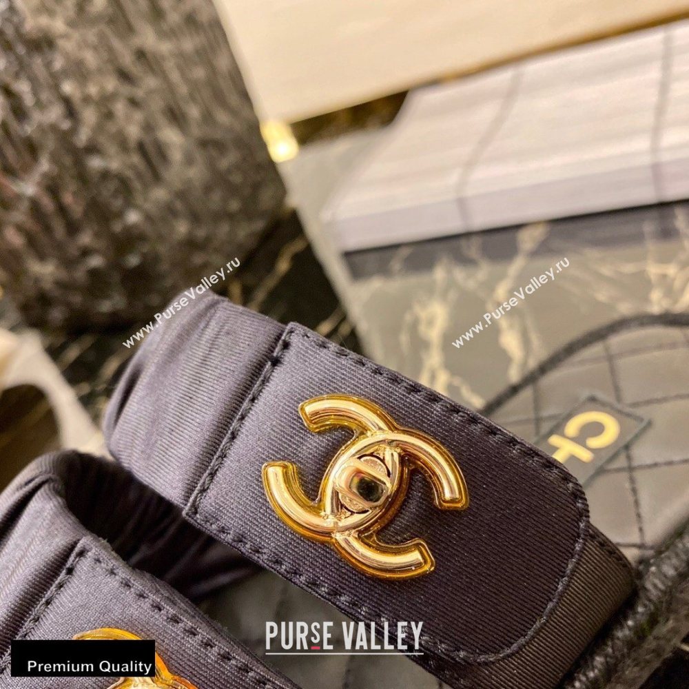 Chanel Top Quality Satin Gold CC Logo Mules Sandals Black 2020 (xo-20100908)