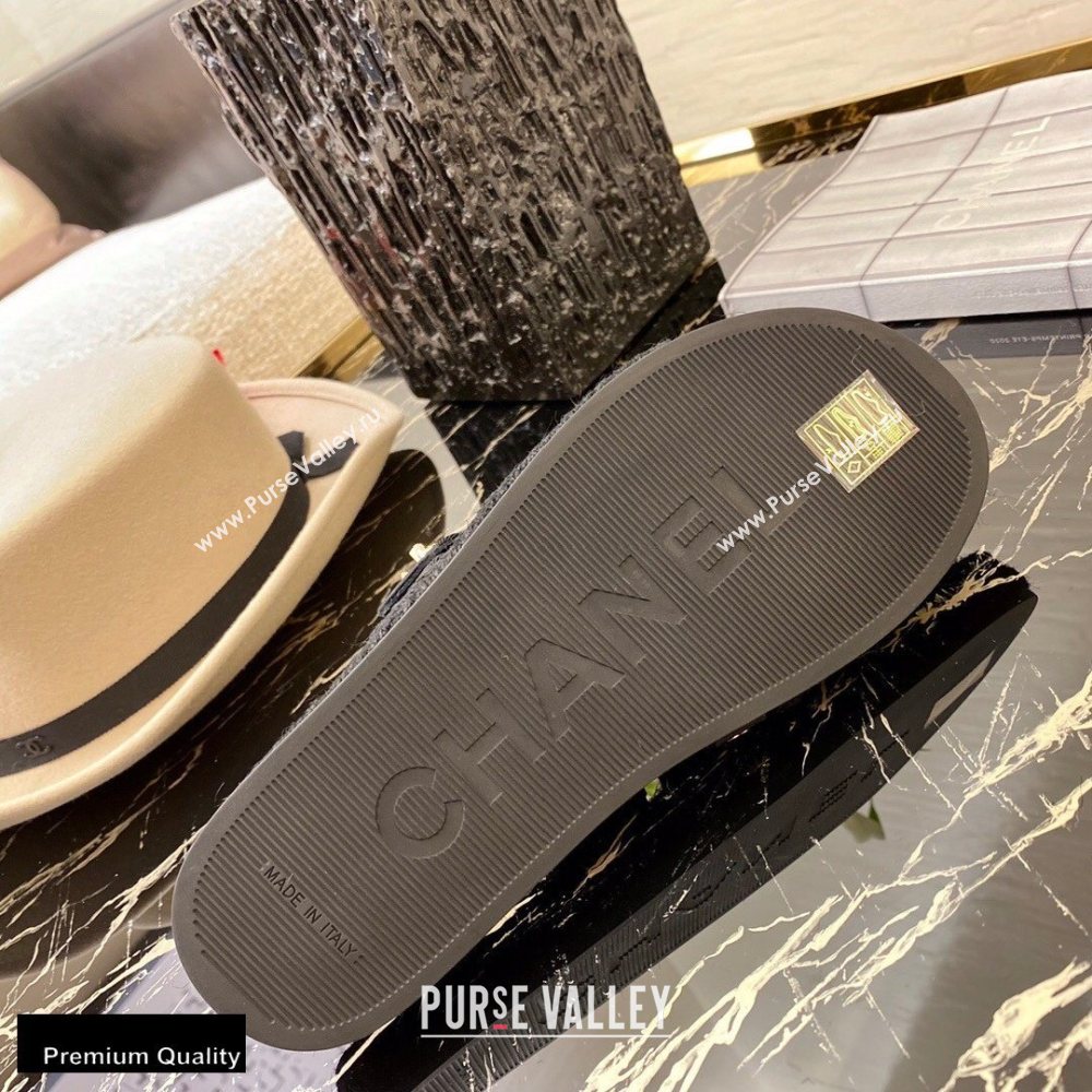 Chanel Top Quality Satin Gold CC Logo Mules Sandals Black 2020 (xo-20100908)