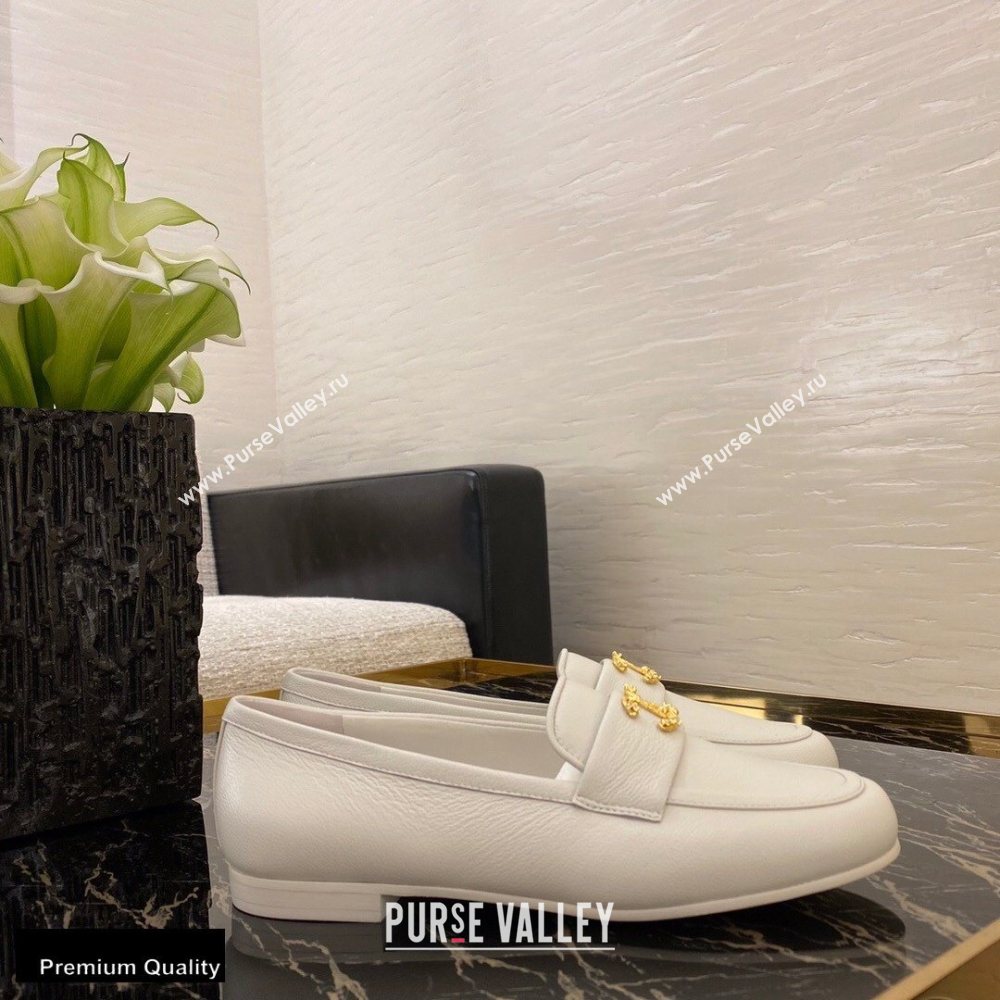 Chanel Top Quality Calfskin Gold CC Logo Loafers White 2020 (xo-20100907)
