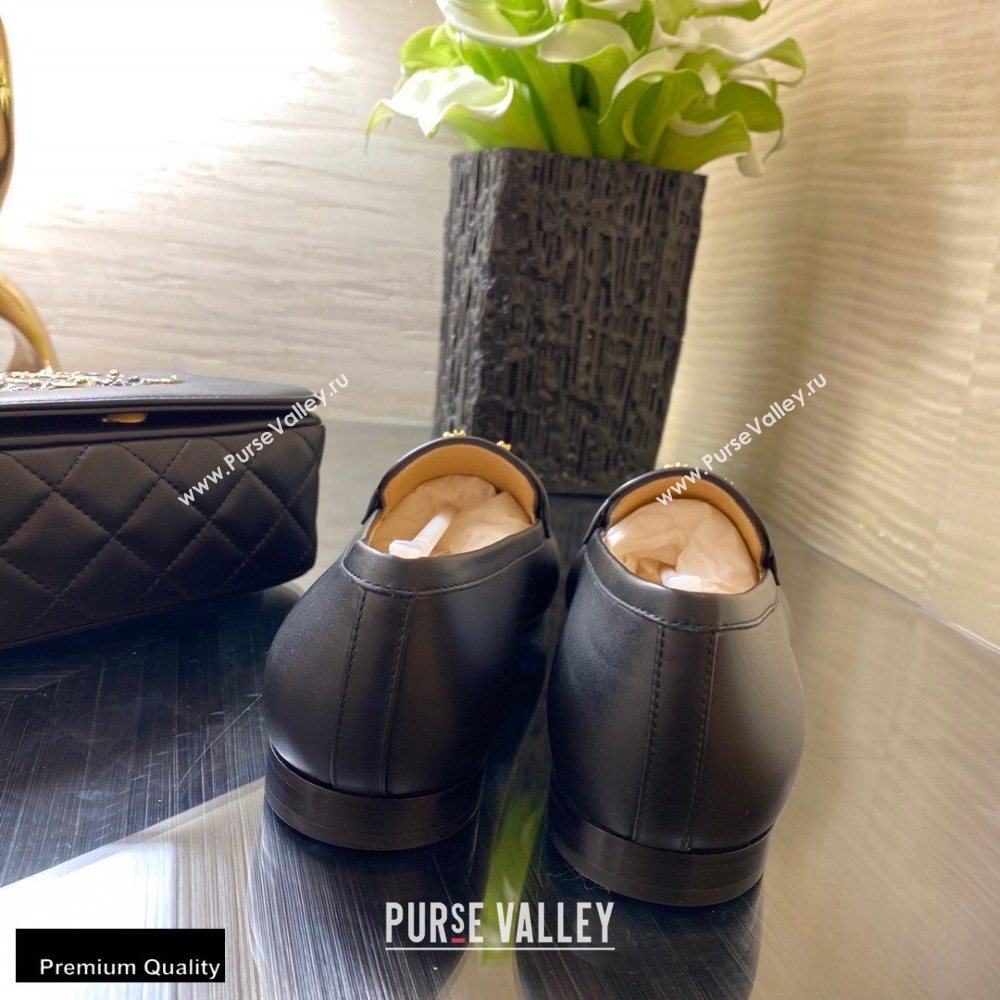 Chanel Top Quality Calfskin Gold CC Logo Loafers Black 2020 (xo-20100906)