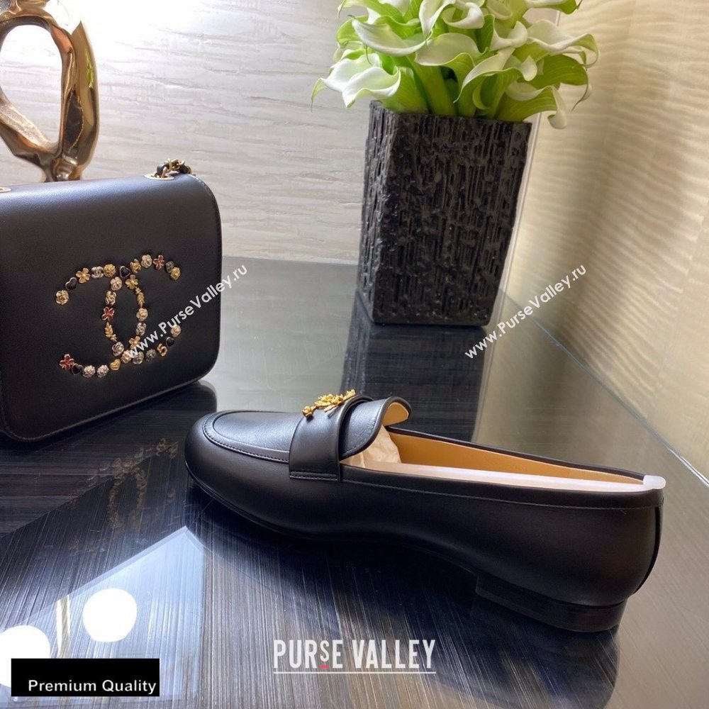 Chanel Top Quality Calfskin Gold CC Logo Loafers Black 2020 (xo-20100906)