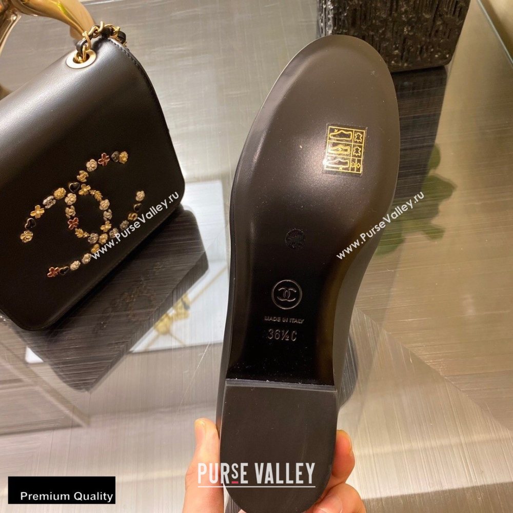 Chanel Top Quality Calfskin Gold CC Logo Loafers Black 2020 (xo-20100906)