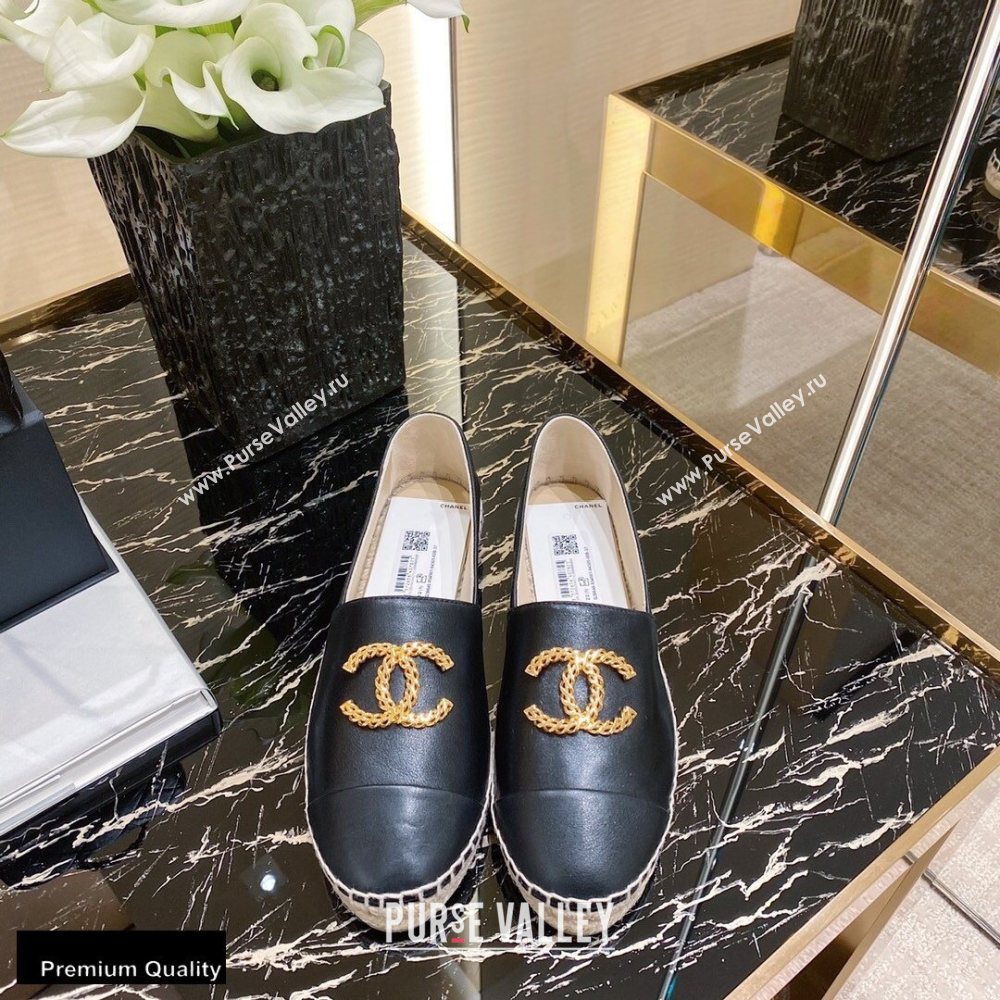 Chanel Top Quality Calfskin CC Logo Espadrilles G36648 Black 2020 (xo-20100910)