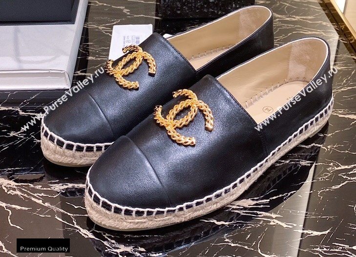 Chanel Top Quality Calfskin CC Logo Espadrilles G36648 Black 2020 (xo-20100910)