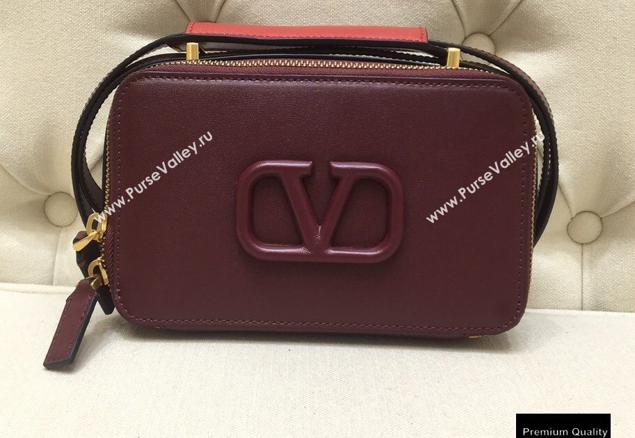 Valentino VSLING Calfskin Camera Bag Burgundy 2020 (liankafo-20101402)