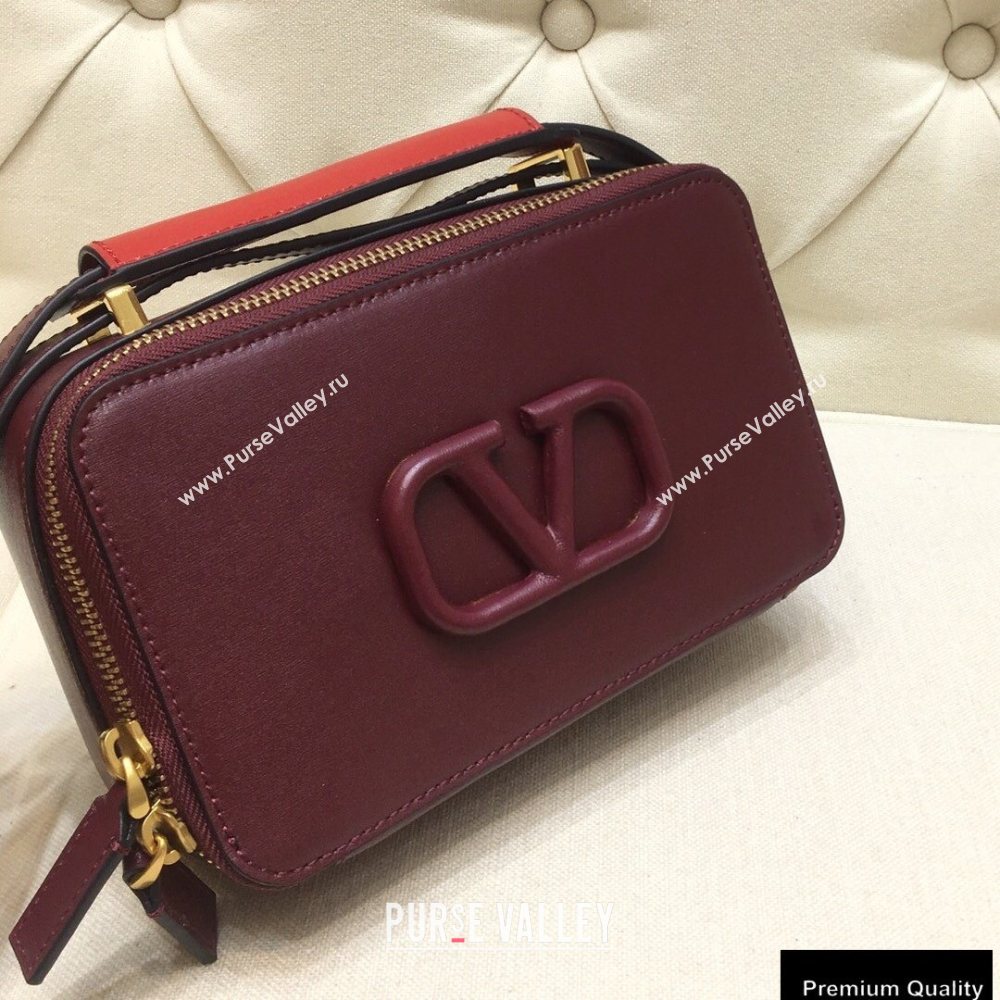 Valentino VSLING Calfskin Camera Bag Burgundy 2020 (liankafo-20101402)