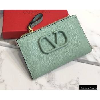 Valentino VSLING Calfskin Cardholder Light Green with Zipper 2020 (liankafo-20101429)