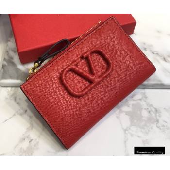 Valentino VSLING Calfskin Cardholder Red with Zipper 2020 (liankafo-20101427)