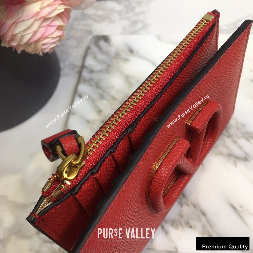 Valentino VSLING Calfskin Cardholder Red with Zipper 2020 (liankafo-20101427)