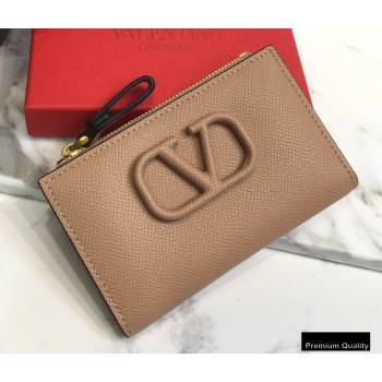 Valentino VSLING Calfskin Cardholder Nude with Zipper 2020 (liankafo-20101428)