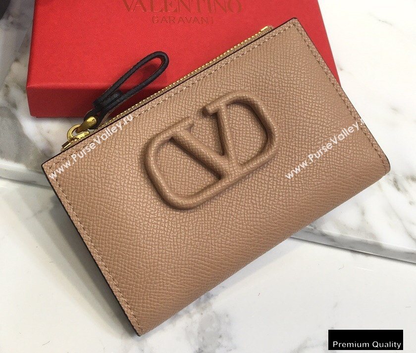 Valentino VSLING Calfskin Cardholder Nude with Zipper 2020 (liankafo-20101428)