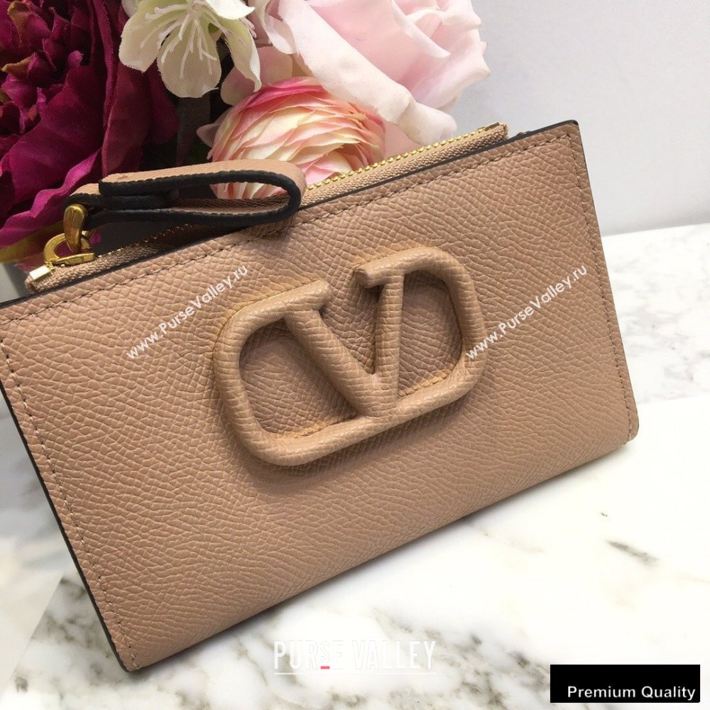 Valentino VSLING Calfskin Cardholder Nude with Zipper 2020 (liankafo-20101428)