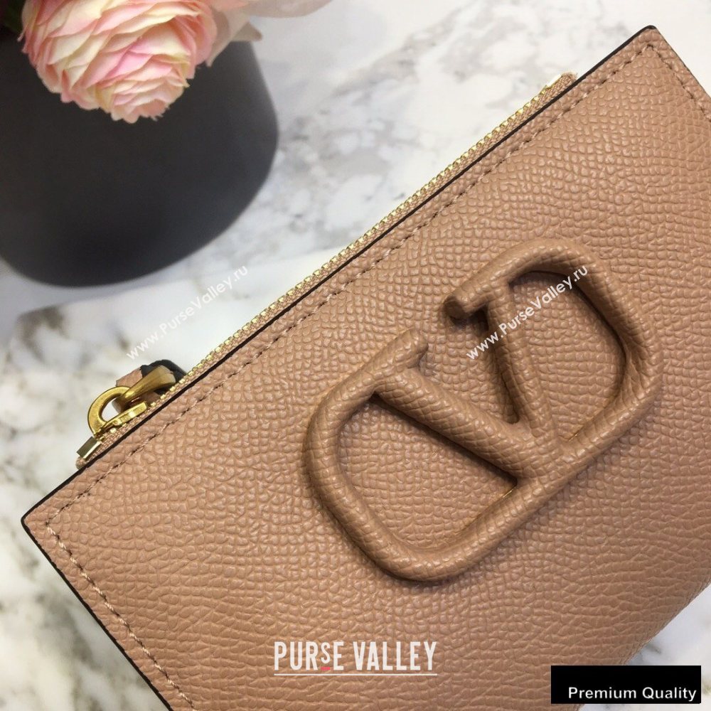 Valentino VSLING Calfskin Cardholder Nude with Zipper 2020 (liankafo-20101428)