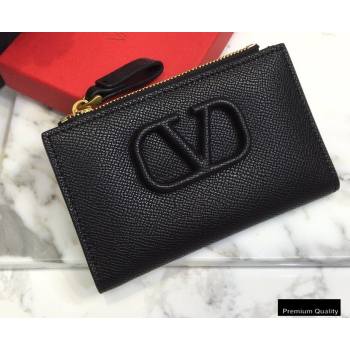 Valentino VSLING Calfskin Cardholder Black with Zipper 2020 (liankafo-20101426)