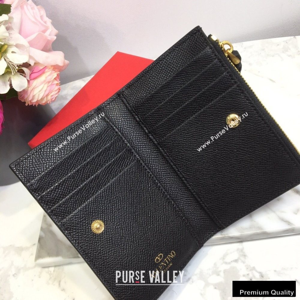 Valentino VSLING Calfskin Cardholder Black with Zipper 2020 (liankafo-20101426)