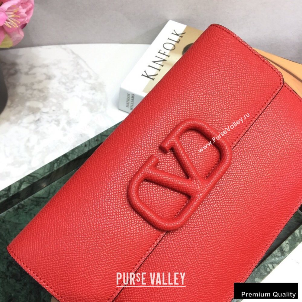 Valentino VSLING Calfskin Small Pouch Clutch Bag Red 2020 (liankafo-20101422)