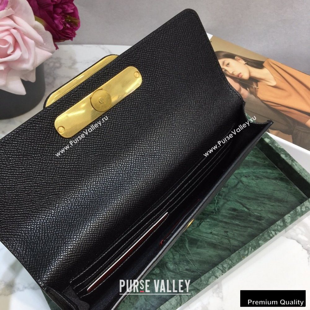 Valentino VSLING Calfskin Small Pouch Clutch Bag Black 2020 (liankafo-20101421)