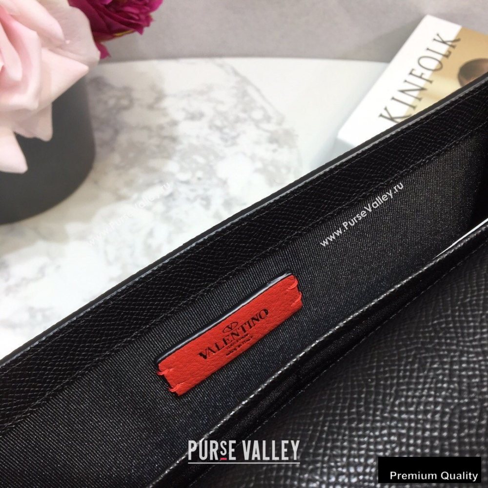 Valentino VSLING Calfskin Small Pouch Clutch Bag Black 2020 (liankafo-20101421)