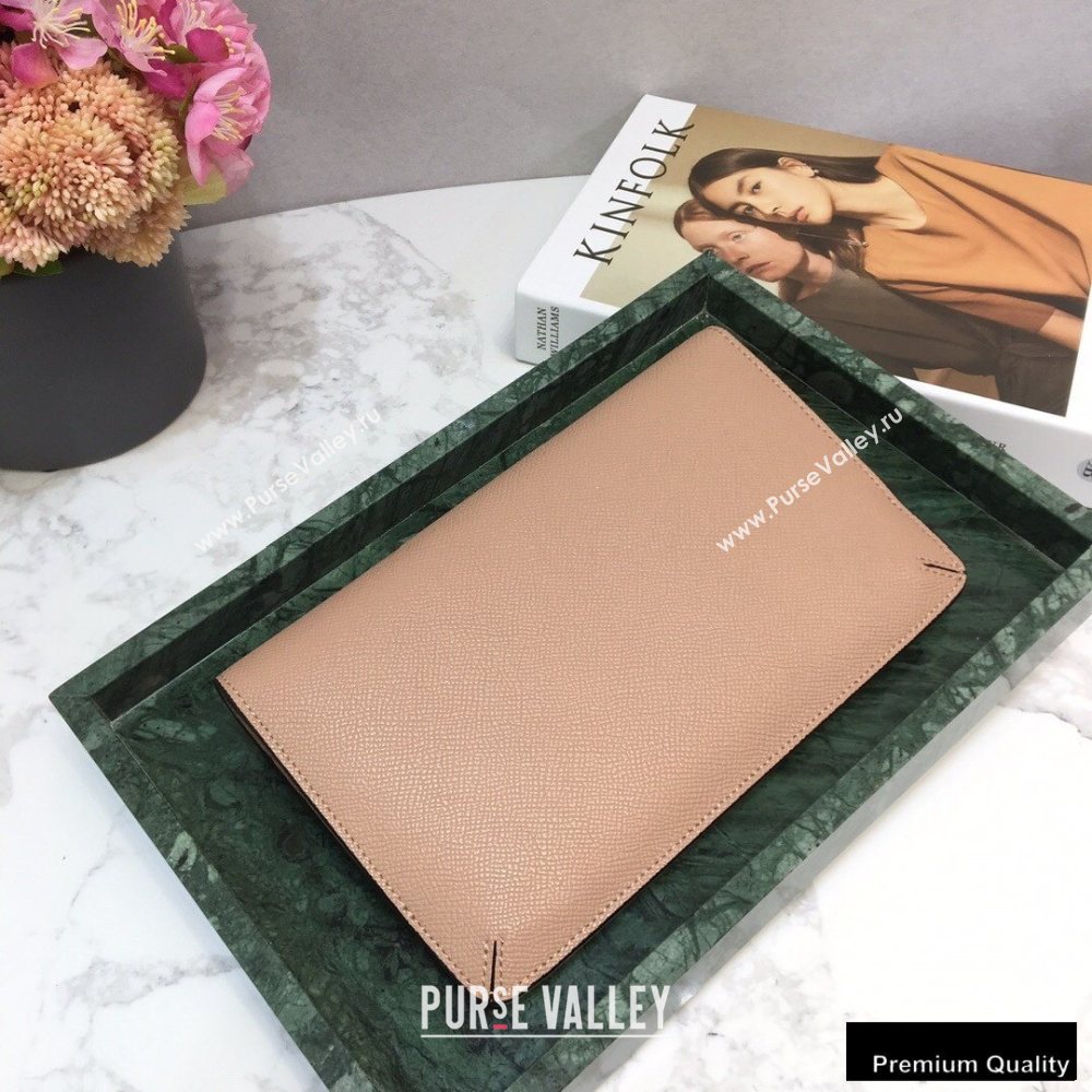 Valentino VSLING Calfskin Small Pouch Clutch Bag Nude 2020 (liankafo-20101423)
