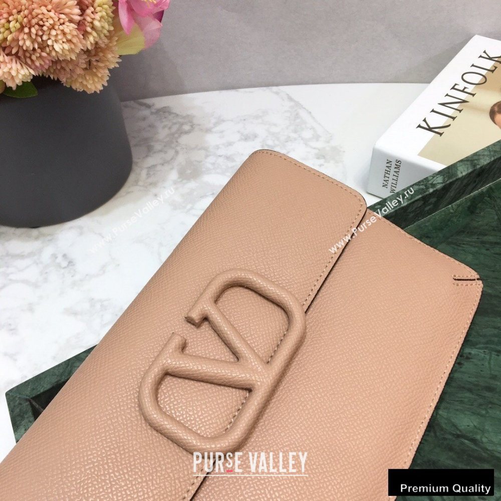 Valentino VSLING Calfskin Small Pouch Clutch Bag Nude 2020 (liankafo-20101423)