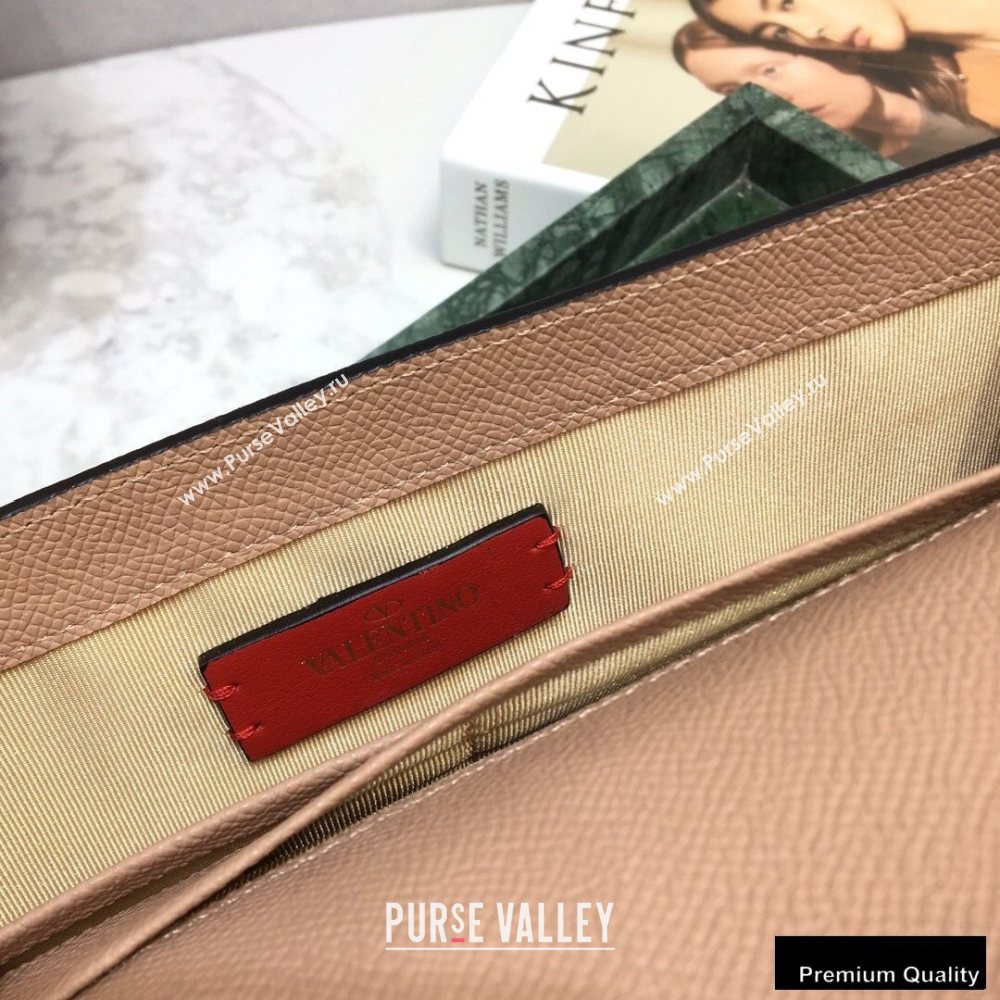 Valentino VSLING Calfskin Small Pouch Clutch Bag Nude 2020 (liankafo-20101423)