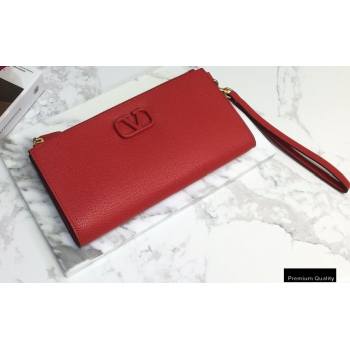 Valentino VSLING Calfskin Pouch Clutch Bag Red with Wristlet 2020 (liankafo-20101419)